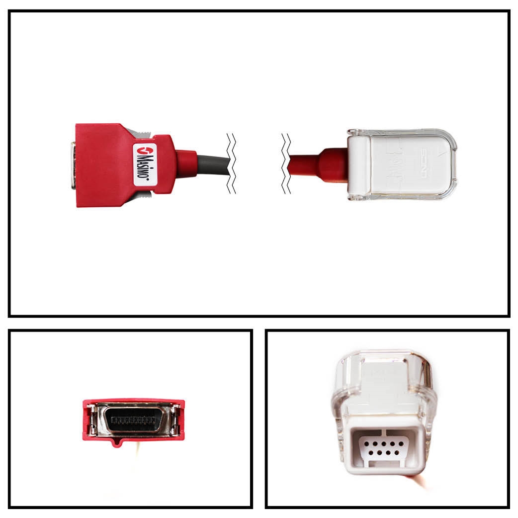 OEM Masimo SET 2055 Red LNC-04 4FT/1.2M SpO2 Patient Extension Adapter Cable LNCS 9 Pin to Red 20 Pin Connector