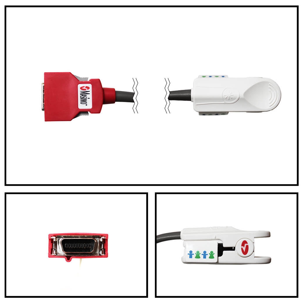 OEM Masimo SET 2256 Red DCIP-dc3 Pediatric Hard Shell Finger SpO2 Sensor Red 20 Pin Connector 3FT/1M Cable