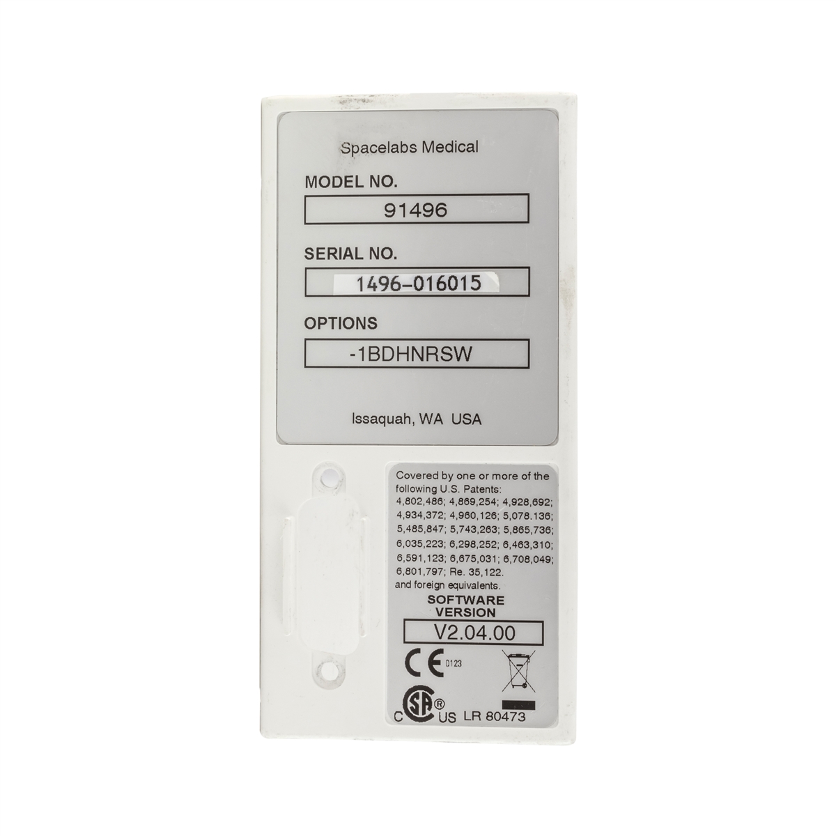 Spacelabs 90496 Multi Parameter Module Connector Panel