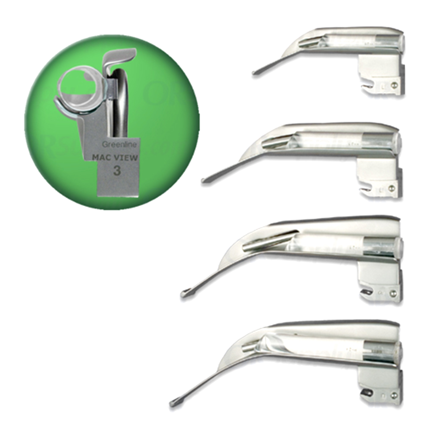 Sun-Med Greenline PrismView American Profile Fiber Optic Laryngoscope Blades