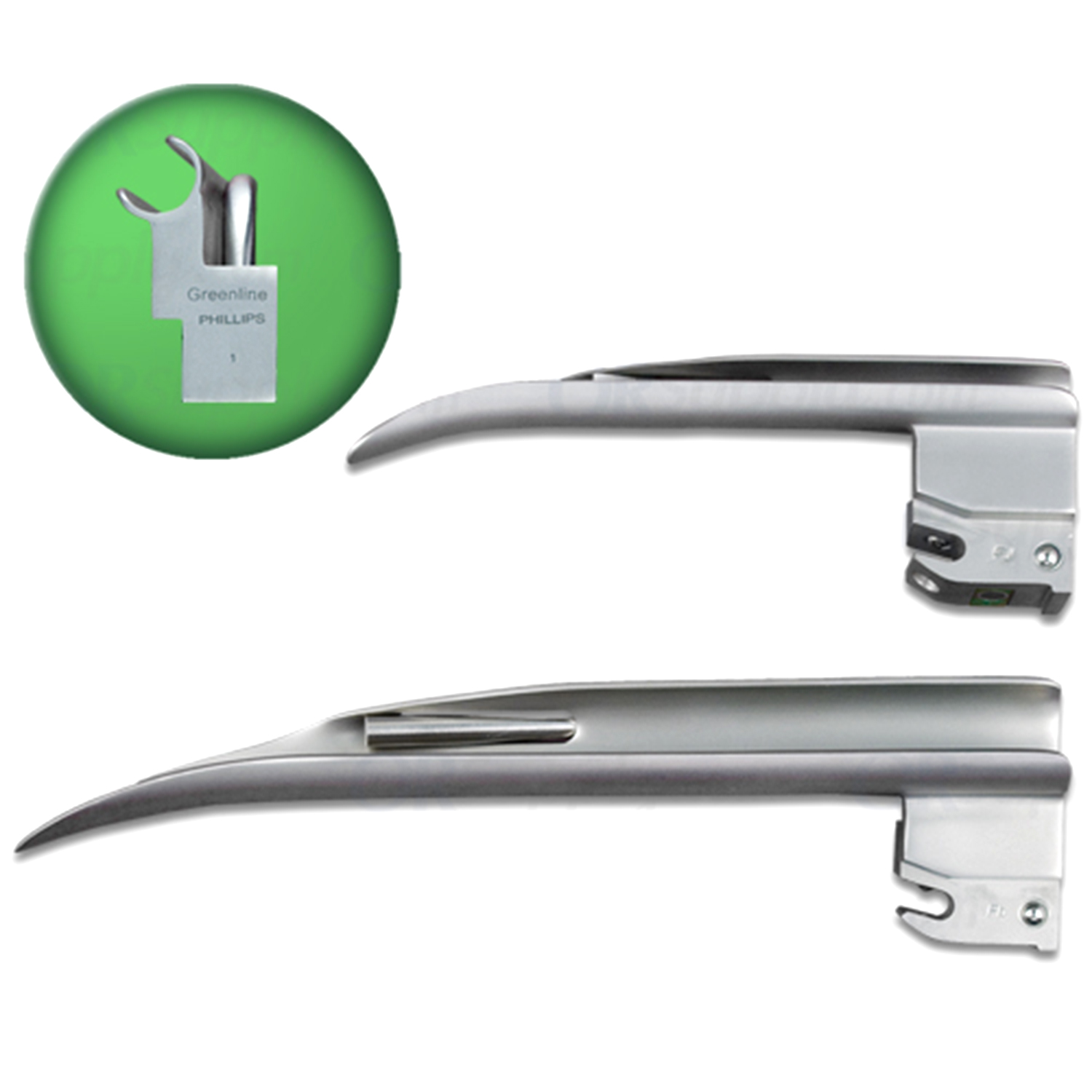 Sun-Med Greenline Phillips Fiber Optic Illumination Laryngoscope Blades