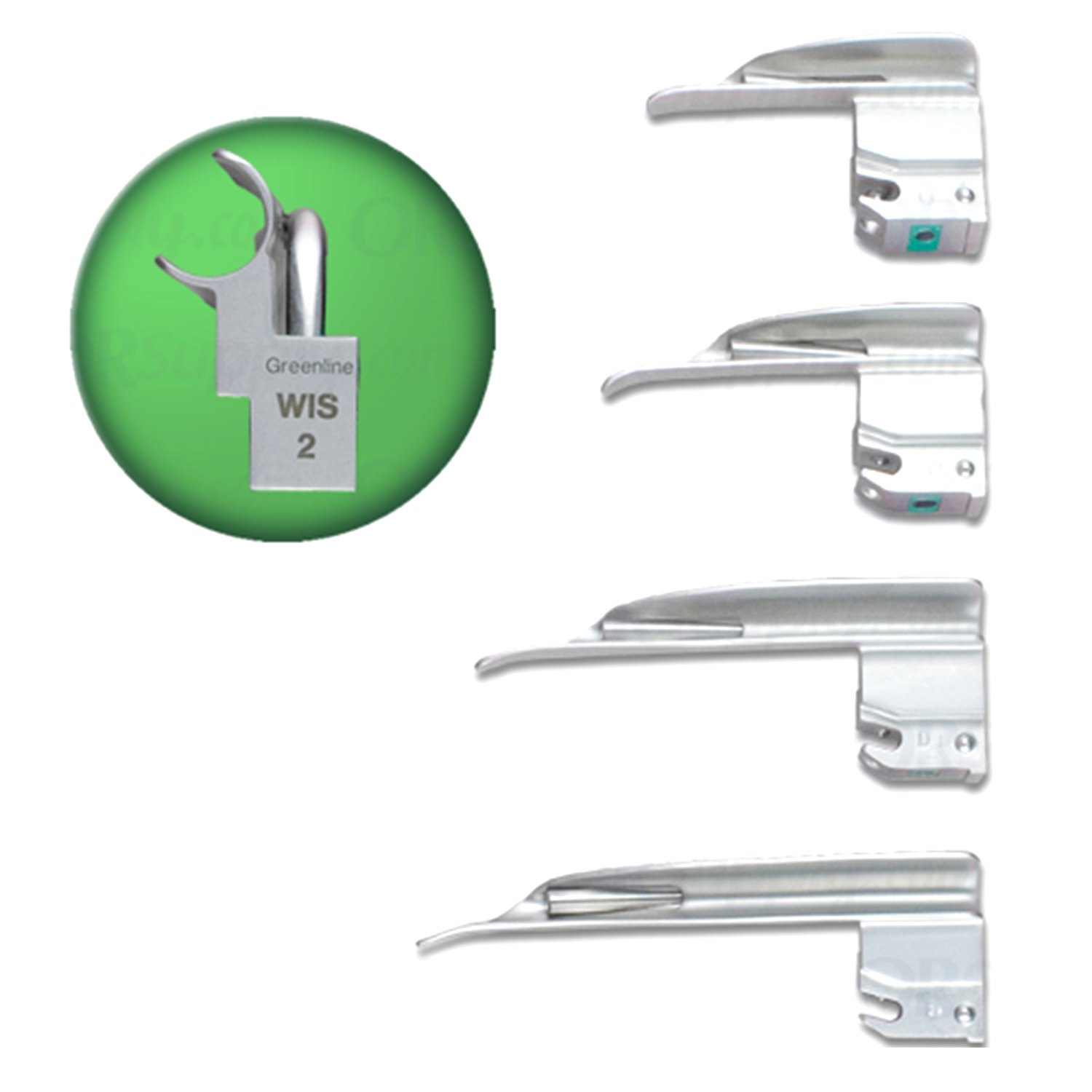 Sun-Med Greenline Wis-Hipple Fiber Optic Laryngoscope Blades