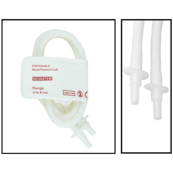 Med Vest Technology Brand -  NiBP Double Tube 4CM-8CM / 1.6IN-3.2IN Neonatal Disposable TPU Blood Pressure Cuff Box of 10