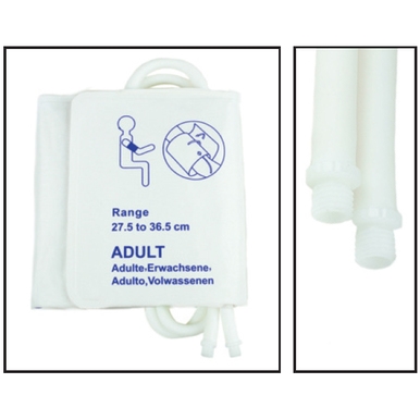 NiBP Double Tube 27.5CM-36.5CM / 11IN-14.5 Adult Long Disposable TPU Blood Pressure Cuff Box of 5