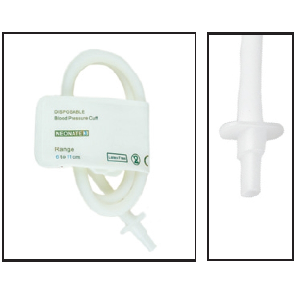 NiBP Single Tube 6CM-11CM / 2.4IN-4.3IN Neonatal Disposable Soft Fiber Blood Pressure Cuff Box of 10