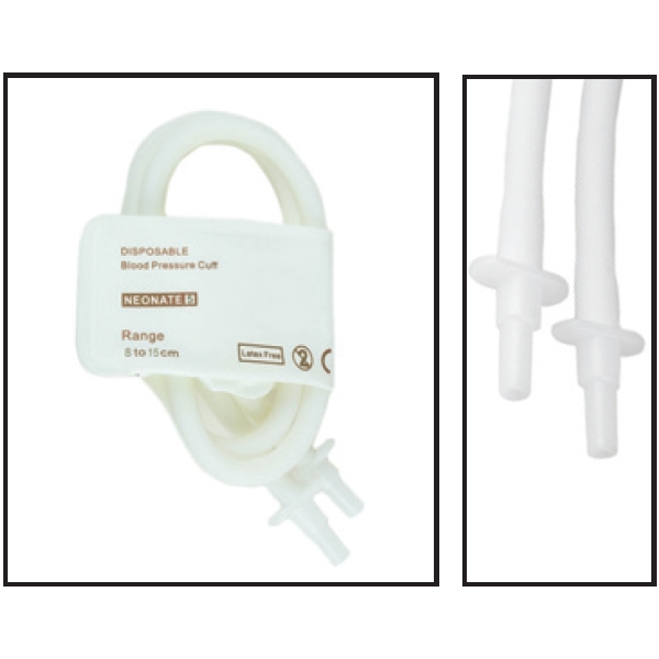 NiBP Disposable Cuff Double Tube Neonate Size 5 (8-15cm) - Soft Fiber (Box of 10)