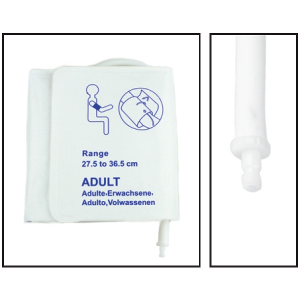 NiBP Single Tube 27.5CM-36.5CM / 11IN-14.5 Adult Disposable Soft Fiber Blood Pressure Cuff Box of 5