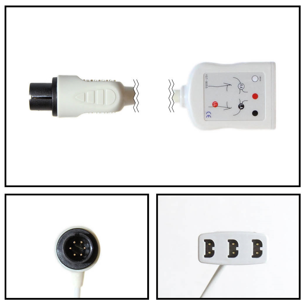 AAMI 6 Pin to 3 Lead Dual (LL Style) ECG Trunk Cable