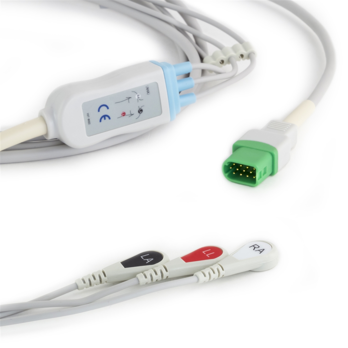 Datascope Fixed ECG Lead Wire Set 3 Lead Snap Clip to 12 Pin Connector Datascope Compatible