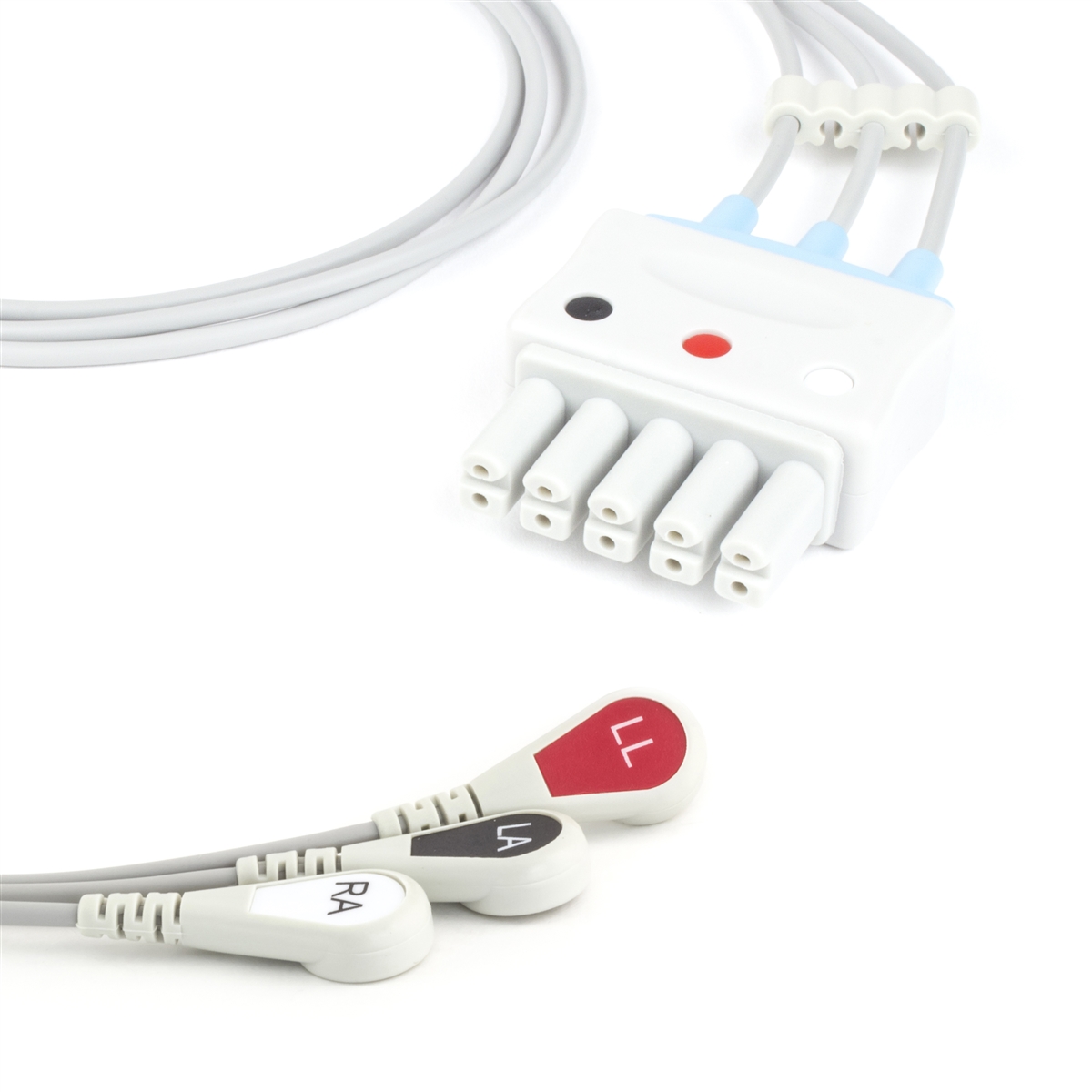 Mindray ECG Lead Wire Set 3 Lead Snap Clip to Dual 5 Pin Connector Mindray Compatible