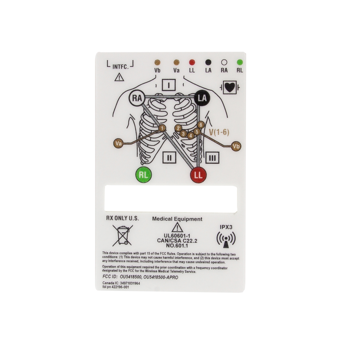 GE ApexPro Telemetry Transmitter Rear Back Overlay Label