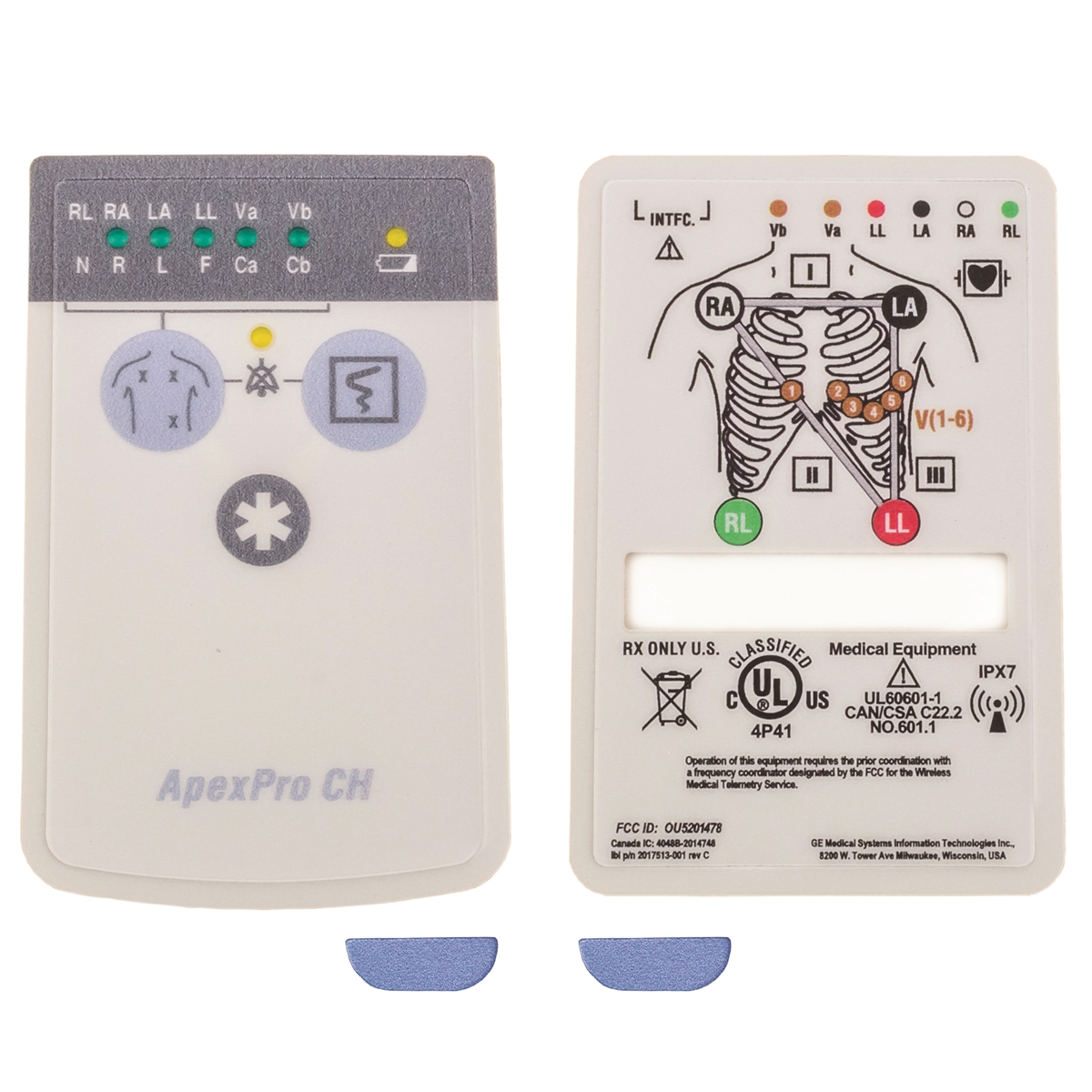 GE ApexPro CH Telemetry Transmitter Front & Rear Overlays & ECG Block Screw Covers