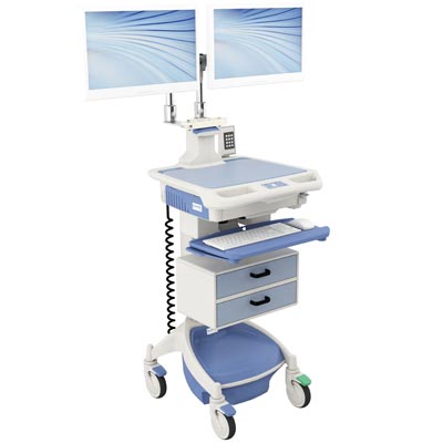 AccessPoint™ Dual Monitor Workstation on Wheels