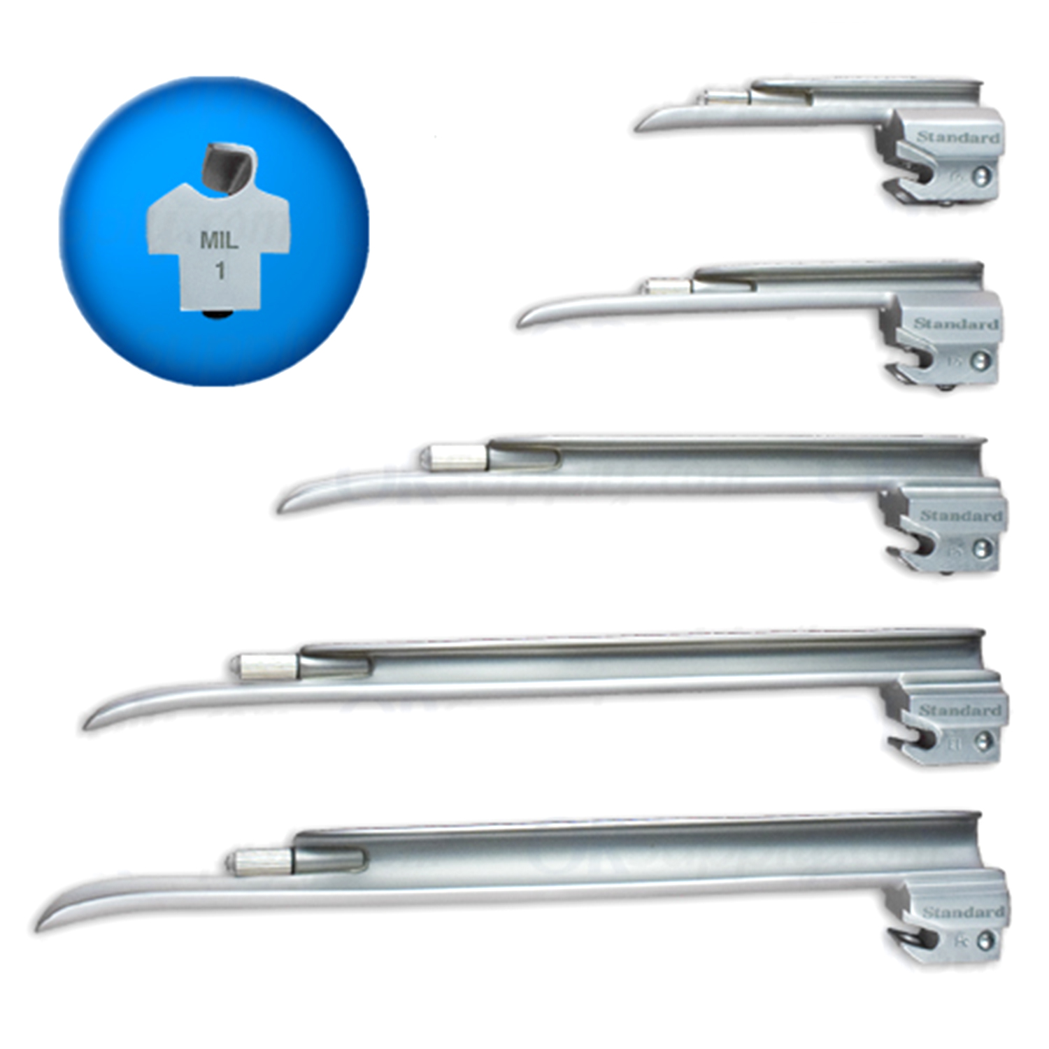 Sun-Med English Profile Conventional Illumination Miller Laryngoscope Blades