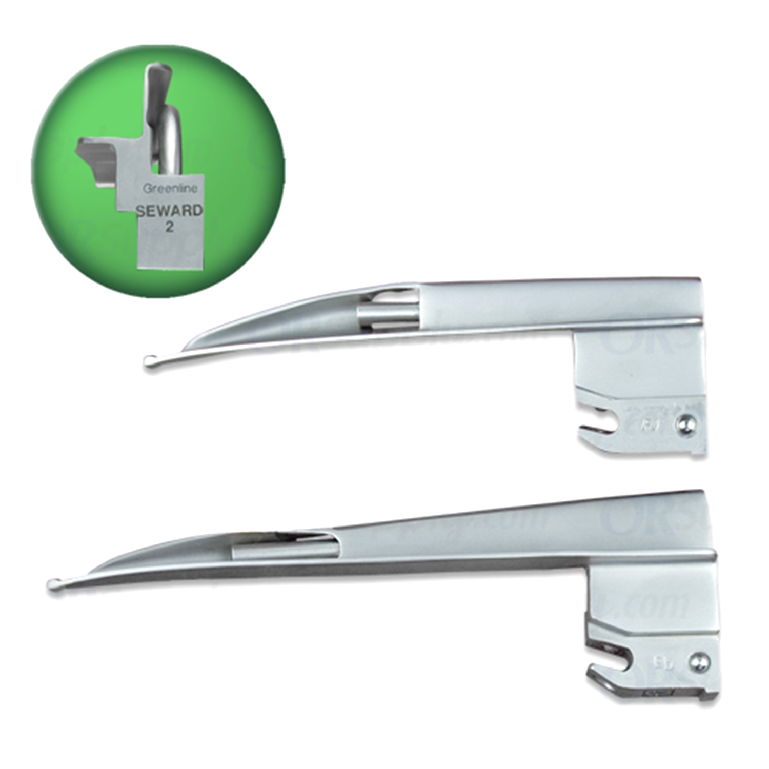 Sun-Med Greenline Seward English Profile Fiber Optic Laryngoscope Blades